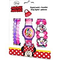 Kids Licensing |Reloj Digital + Pulseras para Niños | Reloj Minnie | Diseño Personajes Disney | Set Reloj y Pulseras…